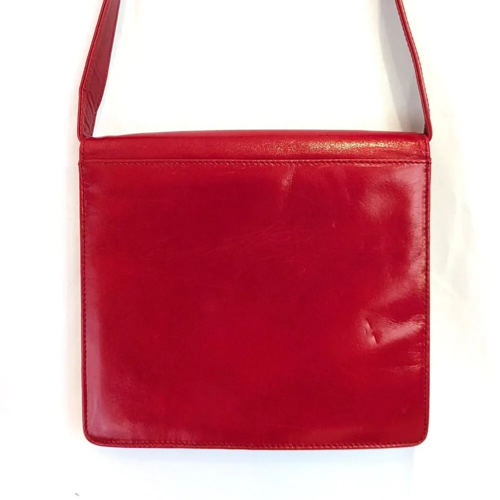 Casadei Made in Italy Red Leather Vintage Shoulder Bag